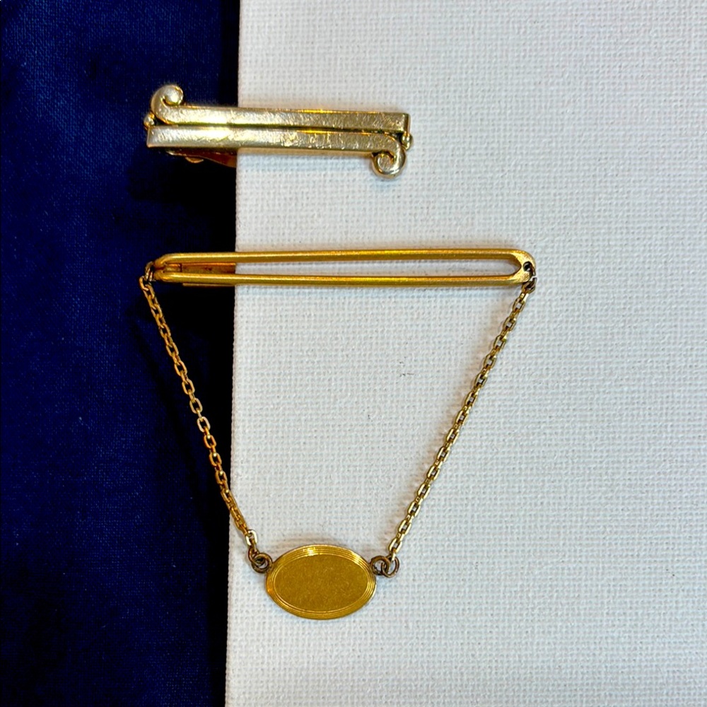 Antique Gold Tie Clip with Chain